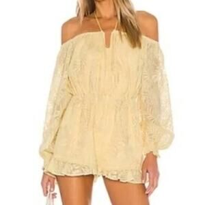 Tularosa Women’s‎ Off The Shoulder Ida Ruffle Hem Floral Romper Size S Yellow